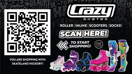 Crazy Skates Scan QR code to start shopping with Skateland Hickory